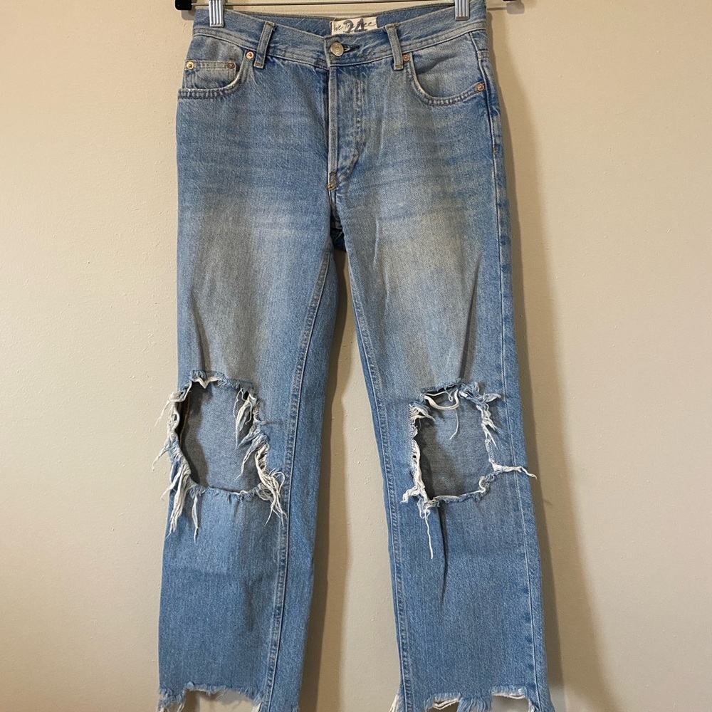 Free People We The Free Medium Blue Distressed Denim Jeans